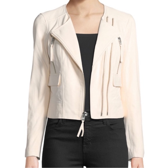 JOIE Vivianette Pink Genuine Lamb Leather Jacket - Picture 2 of 16